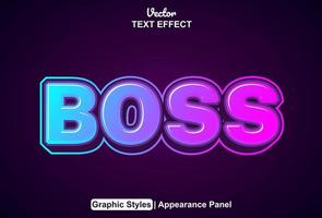 boss text effect with graphic style and editable. vector