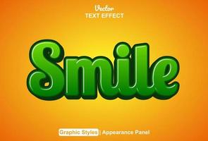 smile text effect with graphic style and editable. vector