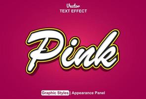 pink text effect with graphic style and editable. vector