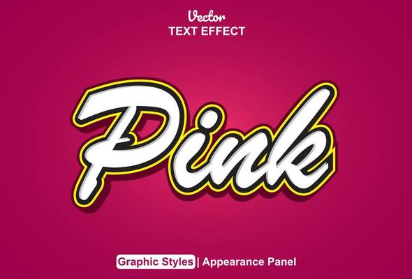 pink text effect with graphic style and editable.