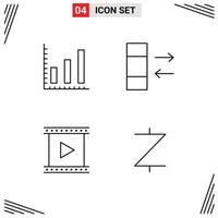 Set of 4 Vector Filledline Flat Colors on Grid for marketing movie column camera zcash Editable Vector Design Elements