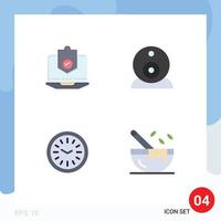 Set of 4 Vector Flat Icons on Grid for antivirus webcam laptop security wall Editable Vector Design Elements