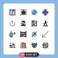 Universal Icon Symbols Group of 16 Modern Flat Color Filled Lines of mainframe database home computing internet Editable Creative Vector Design Elements