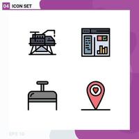 4 Creative Icons Modern Signs and Symbols of construction luggage platform paint location Editable Vector Design Elements