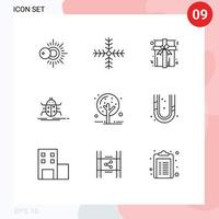 9 Outline concept for Websites Mobile and Apps plant autumn gift virus insect Editable Vector Design Elements