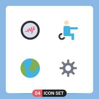 Editable Vector Line Pack of 4 Simple Flat Icons of heart setting handicapped world 5 Editable Vector Design Elements