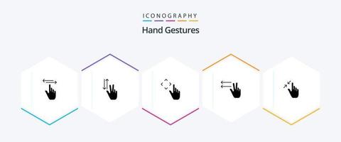 paquete de iconos de 25 glifos de gestos manuales que incluye contrato. gesto. arriba. dedos. gestos vector
