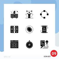 Pictogram Set of 9 Simple Solid Glyphs of loop jewelry open fashion calling Editable Vector Design Elements