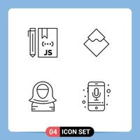 Set of 4 Modern UI Icons Symbols Signs for cloud currency development coin avatar Editable Vector Design Elements