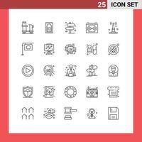 25 User Interface Line Pack of modern Signs and Symbols of internet digital recording direction digital audio audio recording Editable Vector Design Elements