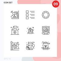 Stock Vector Icon Pack of 9 Line Signs and Symbols for record folder menu file instagram Editable Vector Design Elements