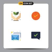 Modern Set of 4 Flat Icons and symbols such as growth inbox plant approved envelop Editable Vector Design Elements