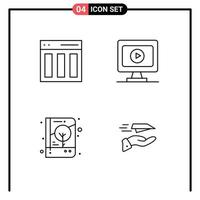 Universal Icon Symbols Group of 4 Modern Filledline Flat Colors of columns brand identity interface video notebook Editable Vector Design Elements