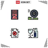 Modern Set of 4 Filledline Flat Colors Pictograph of disk a solid motion school Editable Vector Design Elements