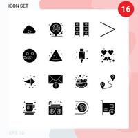 Editable Vector Line Pack of 16 Simple Solid Glyphs of emojis next sign arrow office draw Editable Vector Design Elements