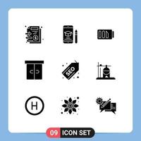 Pictogram Set of 9 Simple Solid Glyphs of web furniture pencil drawer simple Editable Vector Design Elements