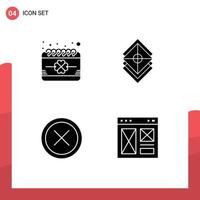 Set of 4 Modern UI Icons Symbols Signs for calendar layer festival design close Editable Vector Design Elements