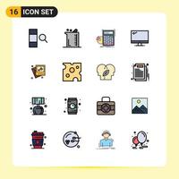 16 Creative Icons Modern Signs and Symbols of pc device calculator monitor graph Editable Creative Vector Design Elements