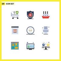 Mobile Interface Flat Color Set of 9 Pictograms of email phishing steamboat password link Editable Vector Design Elements