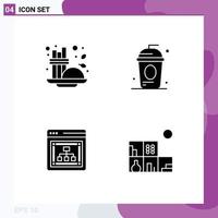 4 Universal Solid Glyphs Set for Web and Mobile Applications cinnamon marketing seasoning drink web Editable Vector Design Elements