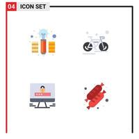 4 User Interface Flat Icon Pack of modern Signs and Symbols of creative internet bicycle sport security Editable Vector Design Elements