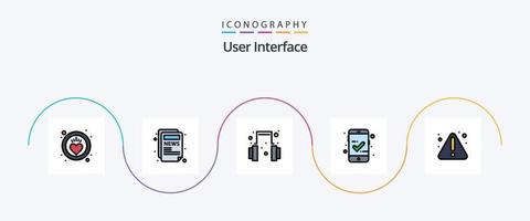 User Interface Line Filled Flat 5 Icon Pack Including . support. warning. error vector