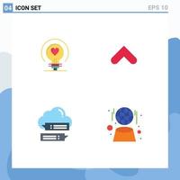 Modern Set of 4 Flat Icons Pictograph of bulb secure wedding up cloud Editable Vector Design Elements