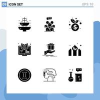 Set of 9 Modern UI Icons Symbols Signs for webinar e people elearning growth Editable Vector Design Elements