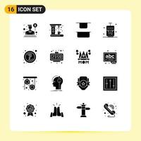 User Interface Pack of 16 Basic Solid Glyphs of questions help distribute vacation suitcase Editable Vector Design Elements