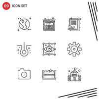 9 Thematic Vector Outlines and Editable Symbols of view eye list design sick hair Editable Vector Design Elements