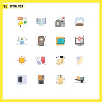 16 Universal Flat Colors Set for Web and Mobile Applications medical report window database living mailbox Editable Pack of Creative Vector Design Elements