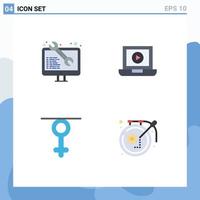 4 User Interface Flat Icon Pack of modern Signs and Symbols of coding queen web development video art Editable Vector Design Elements