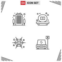 Universal Icon Symbols Group of 4 Modern Filledline Flat Colors of building connect destination shower brainstorming Editable Vector Design Elements