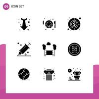 Group of 9 Solid Glyphs Signs and Symbols for park picker fork design color Editable Vector Design Elements