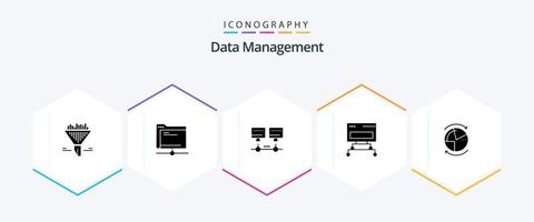 Data Management 25 Glyph icon pack including connection . folder . server. computer vector