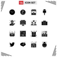 16 User Interface Solid Glyph Pack of modern Signs and Symbols of storage devices inr stand shop Editable Vector Design Elements