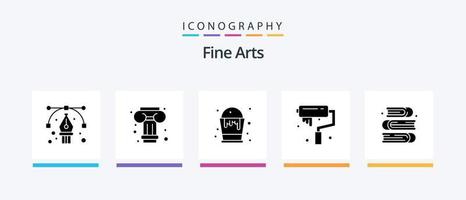 Fine Arts Glyph 5 Icon Pack Including paint. art. color. roller. arts. Creative Icons Design vector