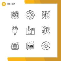 9 Thematic Vector Outlines and Editable Symbols of delivery power business electric connector Editable Vector Design Elements