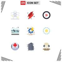 Universal Icon Symbols Group of 9 Modern Flat Colors of bracelet settings play options pulse Editable Vector Design Elements