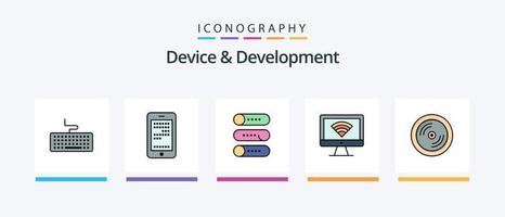 Device And Development Line Filled 5 Icon Pack Including education. education. computer. hardware. mouse. Creative Icons Design vector