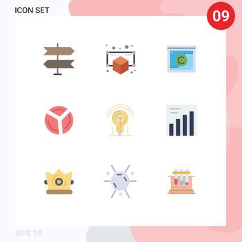 paquete de interfaz de usuario de 9 colores planos básicos de análisis de ideas gráficos circulares de derechos de autor elementos de diseño vectorial editables vector
