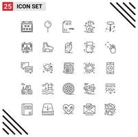 Stock Vector Icon Pack of 25 Line Signs and Symbols for drill heart coding love html Editable Vector Design Elements