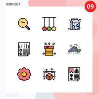 Modern Set of 9 Filledline Flat Colors and symbols such as bag report breakfast page data Editable Vector Design Elements