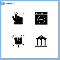 Modern Set of 4 Solid Glyphs and symbols such as finger banking app broom finance Editable Vector Design Elements