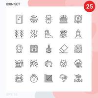 conjunto de 25 iconos de interfaz de usuario modernos símbolos signos para lápiz editar cumpleaños escribir pastel elementos de diseño vectorial editables vector