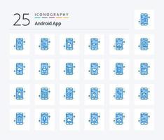 Android App 25 Blue Color icon pack including application. volume. data. sound. app vector