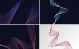 Create a unique aesthetic with this set of 4 waving line vector backgrounds