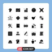 User Interface Pack of 25 Basic Solid Glyphs of artwork cooler dvd ui upload Editable Vector Design Elements