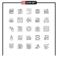 25 User Interface Line Pack of modern Signs and Symbols of desk living right home timer Editable Vector Design Elements