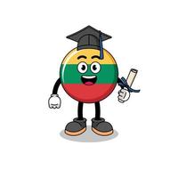 lithuania flag mascot with graduation pose vector